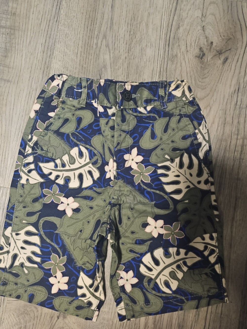 The Children's Place Navy, Green & Cream Tropical Print Shorts
